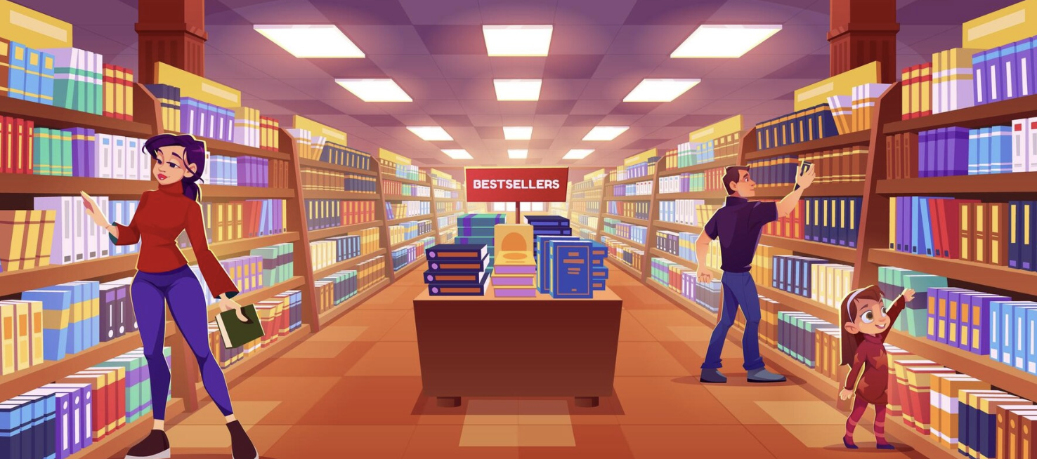 Ilustración 11: Marco teórico: Búsqueda bibliográfica - Fuente: Imagen obtenida de Freepik con IA, con la consigna: imágenes animadas de personas en bibliotecas buscando información