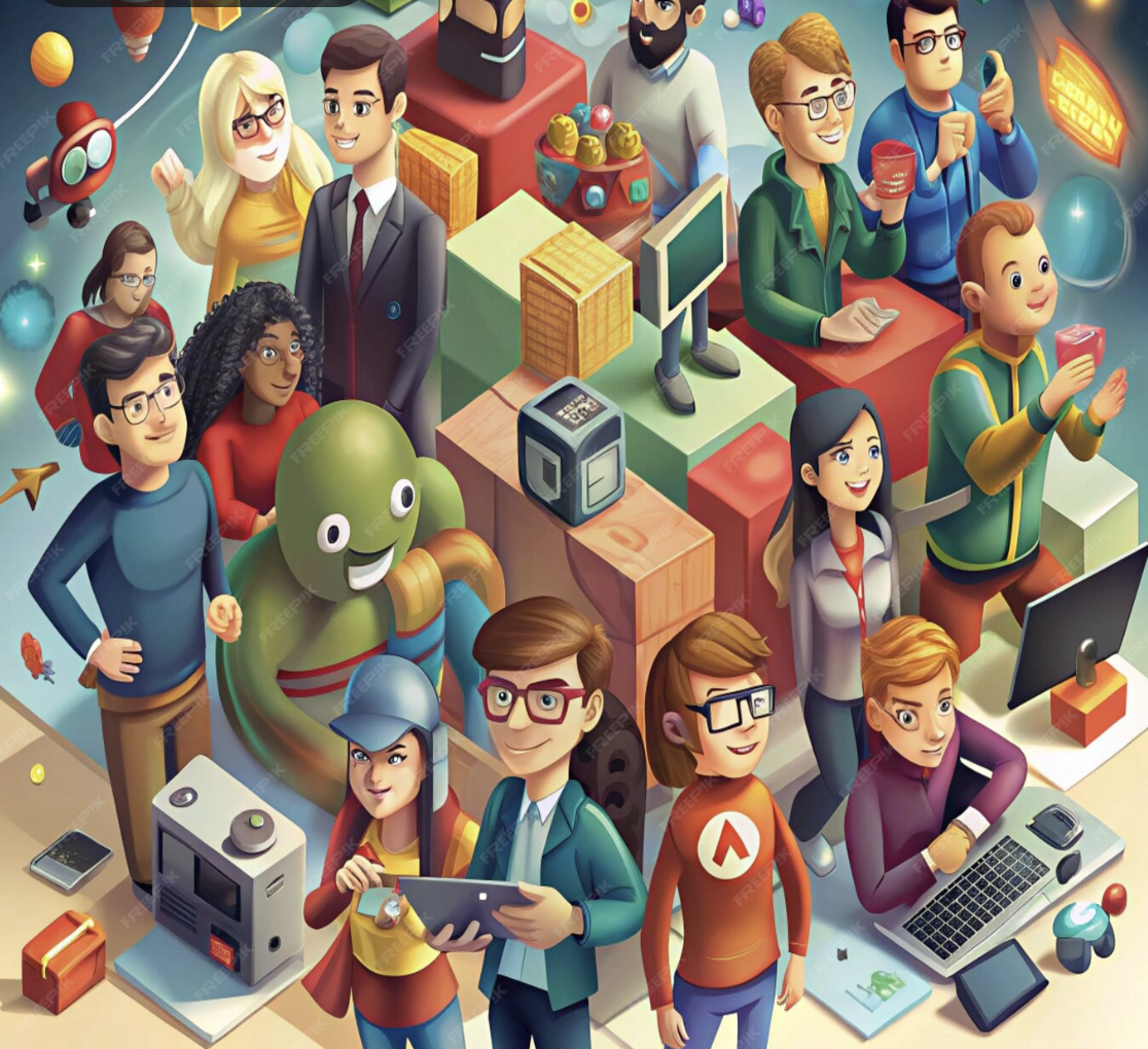 Ilustración 8: Experimentos - Fuente Imagen descargada de FreePick, generada con IA con la siguiente consigna: imagen animada de grupos de personas para experimentación