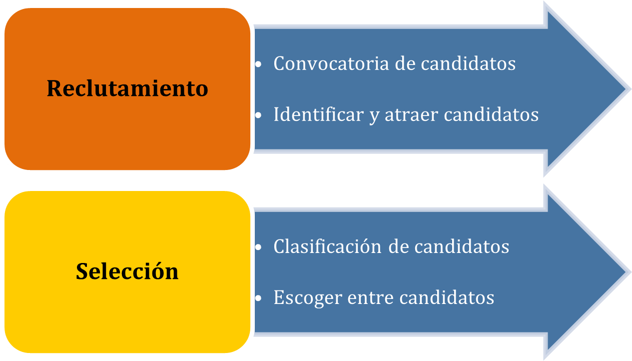 Figura 1:  Diferencia entre Reclutamiento y Selección de personal