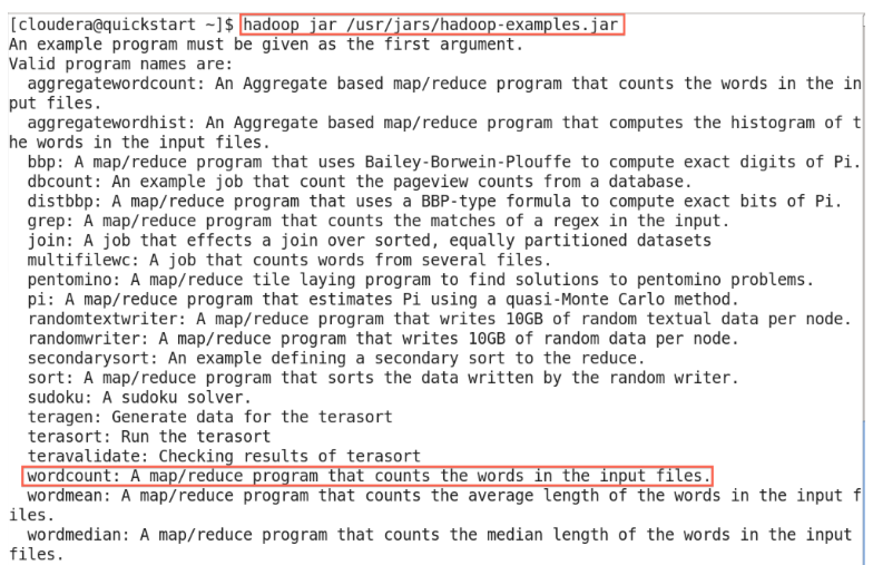 Programas de ejemplo MapReduce