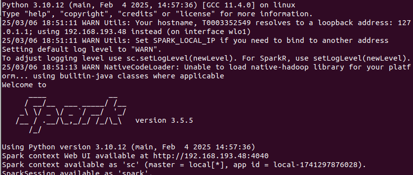 Inicio de sesión PySpark