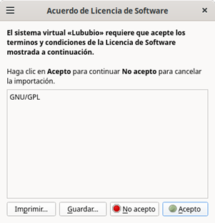 Figura 3: Acuerdo de licencia de Software
