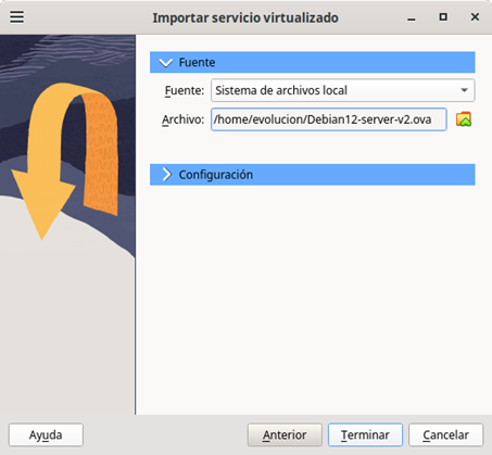 Figura 7: Localización de la imagen Debian 12