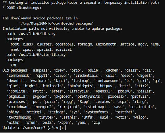 Figura 5: Fin de la instalación de BiocManager en R