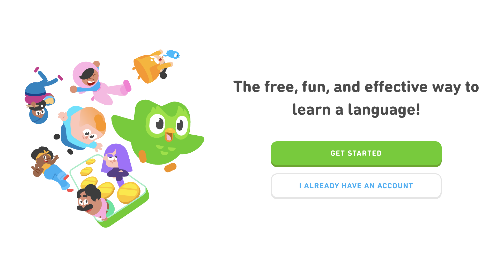 Inicio de Duolingo