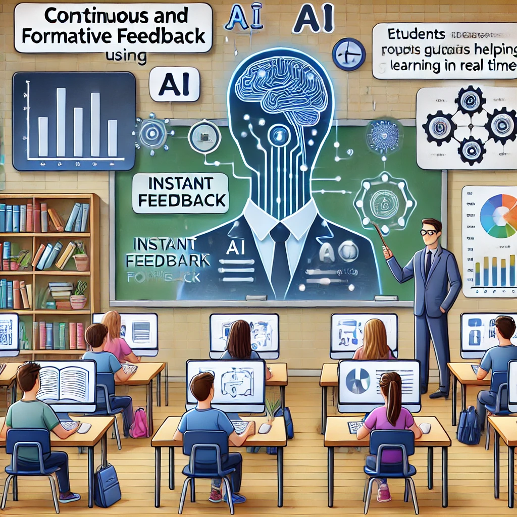 OpenAI. (2024). Ilustración sobre la retroalimentación continua y formativa con IA [Imagen]. En ChatGPT. Recuperado de /mnt/data/An_illustration_representing_continuous_and_format.png