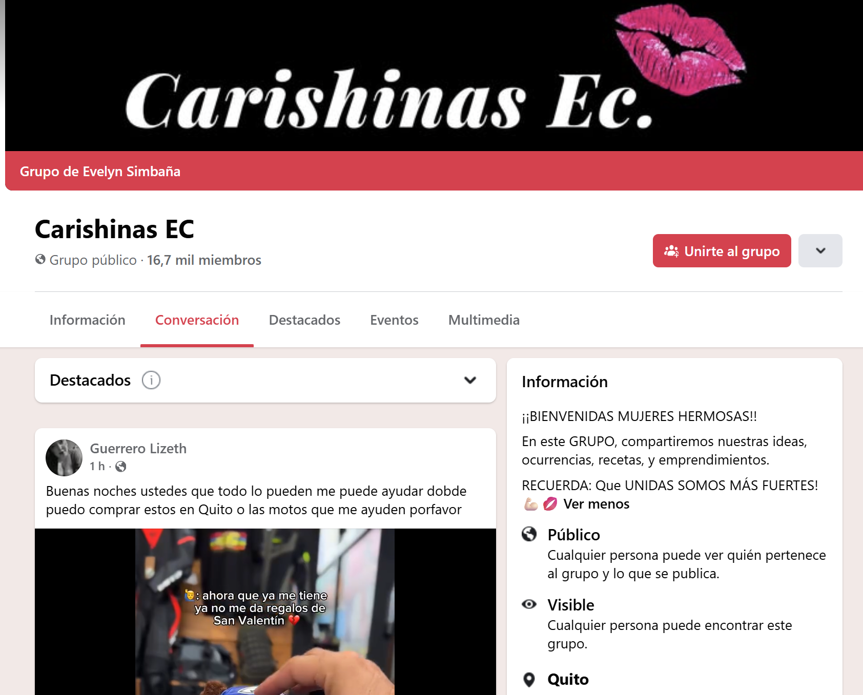 Grupo de Facebook Carishinas Ec